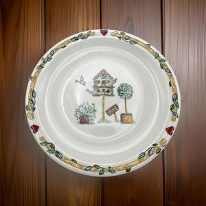 Vintage Thomas Pottery Birdhouse Lunch/Dessert Plates Set of 4 Heart & Vine